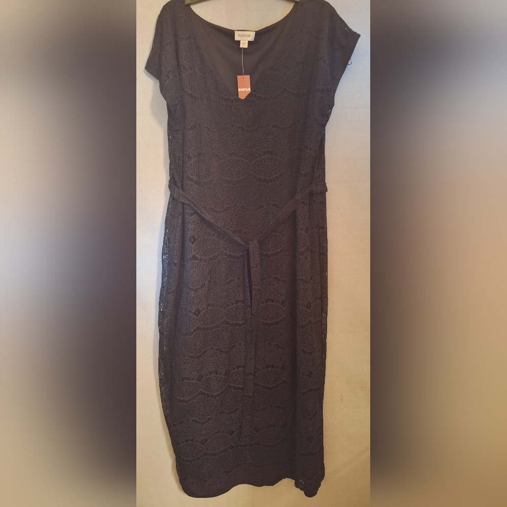 Avenue Black Sheath Maxi Dress Scoop Neck 18W NWT